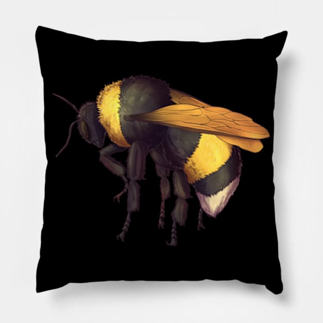 Bumble Bee Insect Detailed Drawing Pillow by Tati Seol