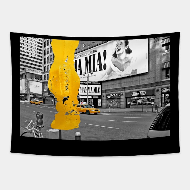 NYC Yellow Cabs Musical II - Brush Stroke Tapestry by Art-Frankenberg