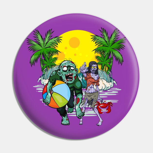 Zombie Beach Party Pin by TheJollyMarten