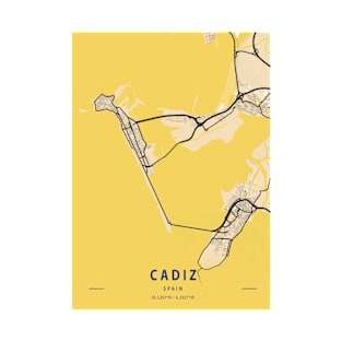 Cadiz - Spain Yellow City Map T-Shirt