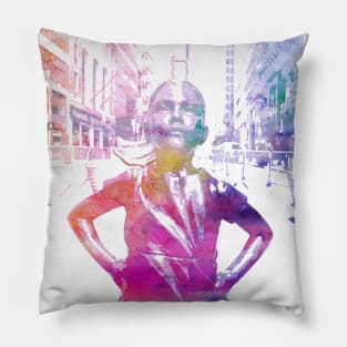 The Fearless Girl (watercolor) Pillow