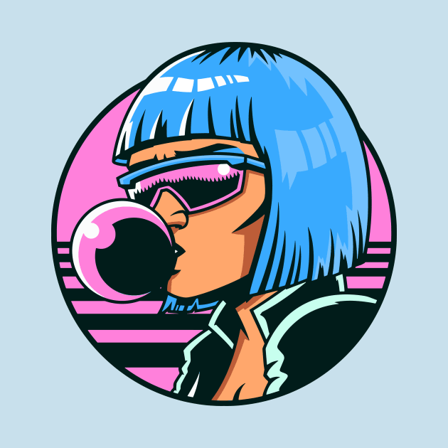 Retro Girl Blowing a Bubble by SLAG_Creative