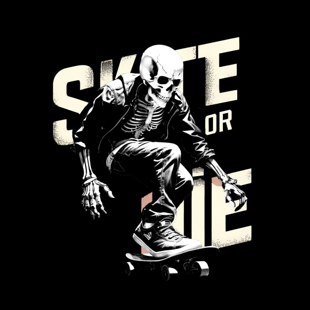 Skate Or Die Skeleton Skater Design by UNDERGROUNDROOTS