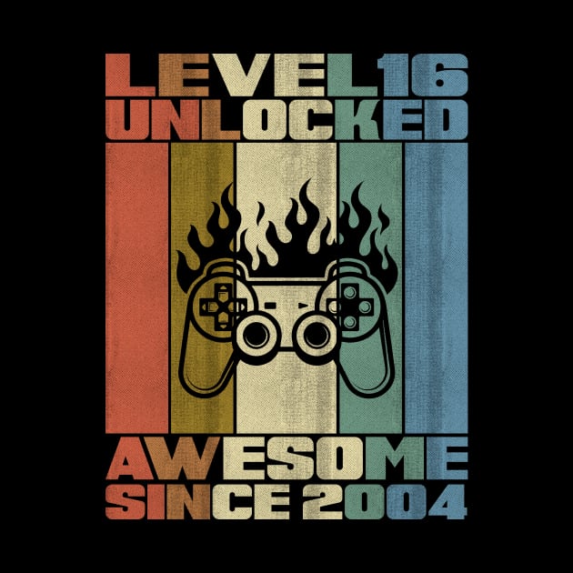 Level 16 Unlocked Birthday 16 Years Old Awesome Since 2004 by 5StarDesigns