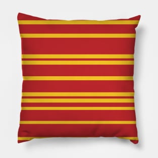 Antique Gold Stripes Racing Across Red Pillow