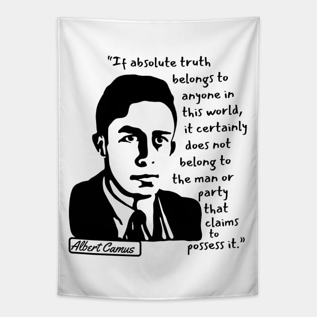 Albert Camus Portrait and Quote Tapestry by Slightly Unhinged