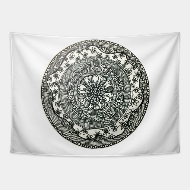 Black and White mandala Tapestry by amyliafaizalart