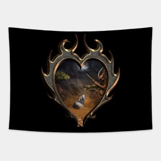 Awesome wolf in the dark night Tapestry