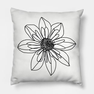 Minimal Line Drawing Collarette Dahlia Flower Pillow