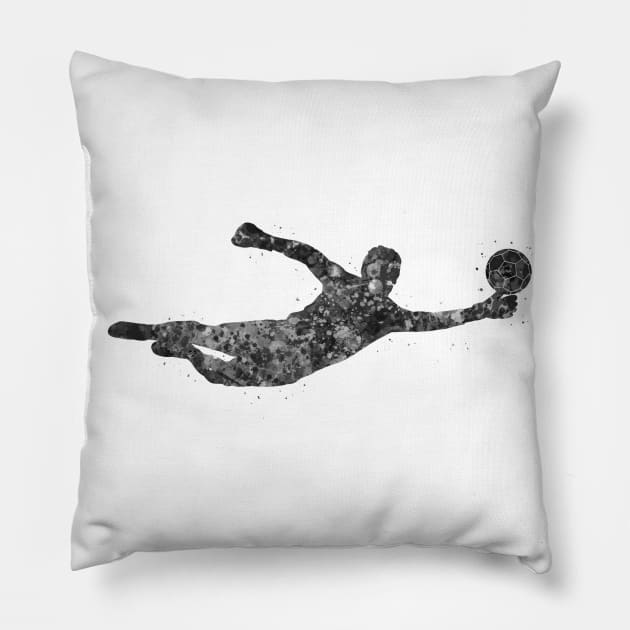 Goalkeeper black and white Pillow by Yahya Art