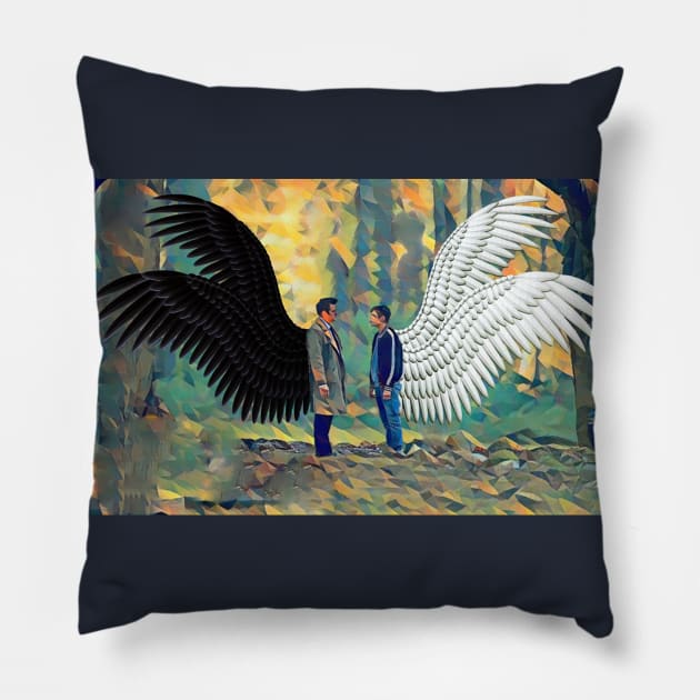 Castiel and Jack (Father and Son) Pillow by Seralina