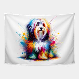 Colorful Abstract Havanese in Vibrant Splash Style Tapestry