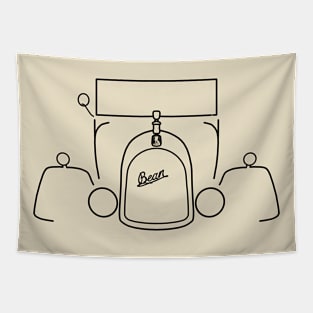 Bean vintage 1920s British classic car outline black Tapestry