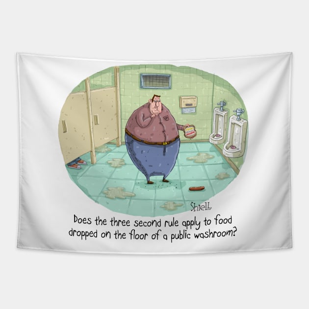 Three second rule on bathroom floor Tapestry by macccc8