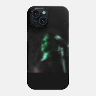 Portrait, digital collage and special processing. Man looking somewhere. He's strong. Green, white some glow. Phone Case