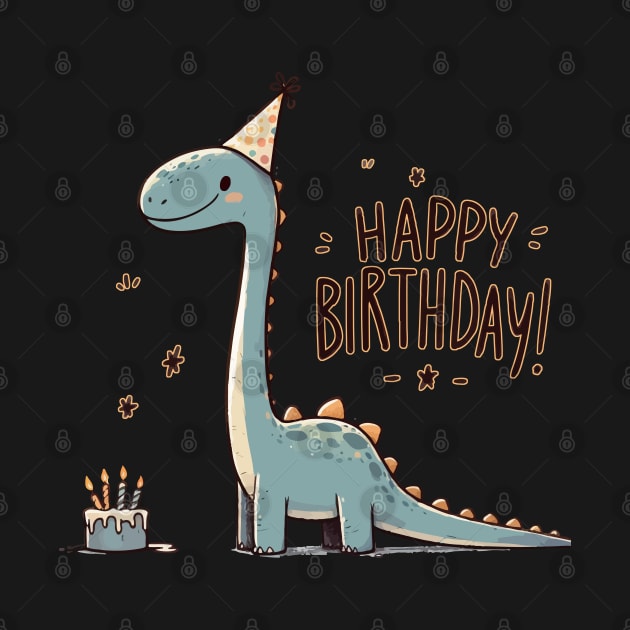 Kawaii Happy Birthday Dinosaur Brontosaurus Party by TomFrontierArt