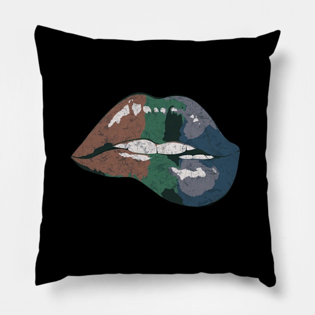 Rainbow Lips 3 Pillow by Collagedream