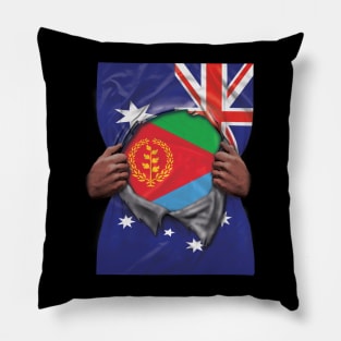 Eritrea Flag Australian Flag Ripped Open - Gift for Eritrean From Eritrea Pillow