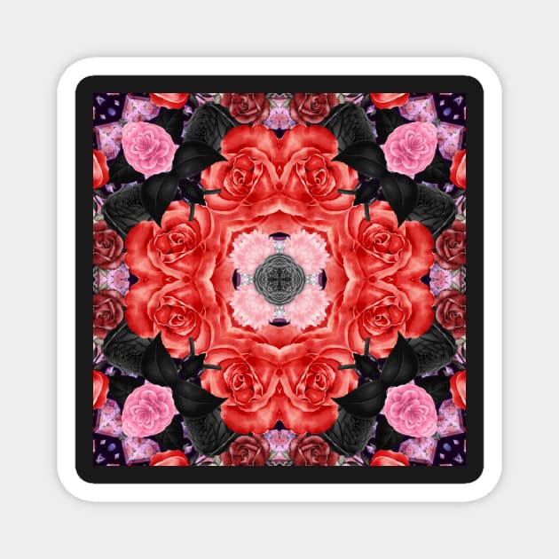 Crystal Hearts and Flowers Valentines Kaleidoscope pattern (Seamless) 31 Magnet by Swabcraft