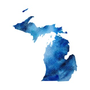 Michigan Blue Watercolor Silhouette T-Shirt
