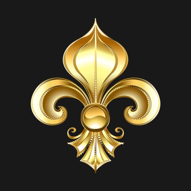 Gold Fleur De Lis on Blue Background by Blackmoon9