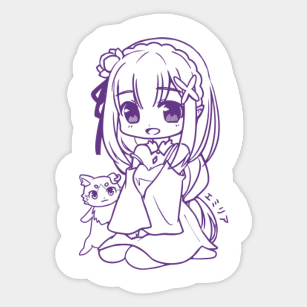 Re Zero Emilia And Puck Emilia Sticker Teepublic