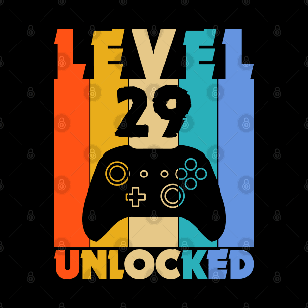 Level 29 Unlocked Funny Video Gamer Birthday Novelty T-Shirt by MekiBuzz Graphics