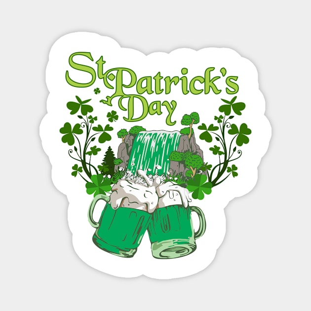 St Patricks Day Green Beer Bier Waterfall Magnet by rafaelwolf