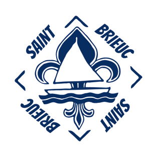 Saint Brieuc in Britanny Bretagne France - Navy Blue Vintage Sailor Logo - Sailing Boat with Heraldic Lily T-Shirt