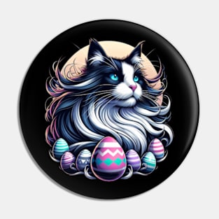 Majestic Tuxedo Easter Anime Retro cat Pin