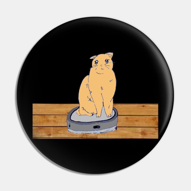 Funny cute cat riding on vacuum robot cleaner Pin by Artstastic