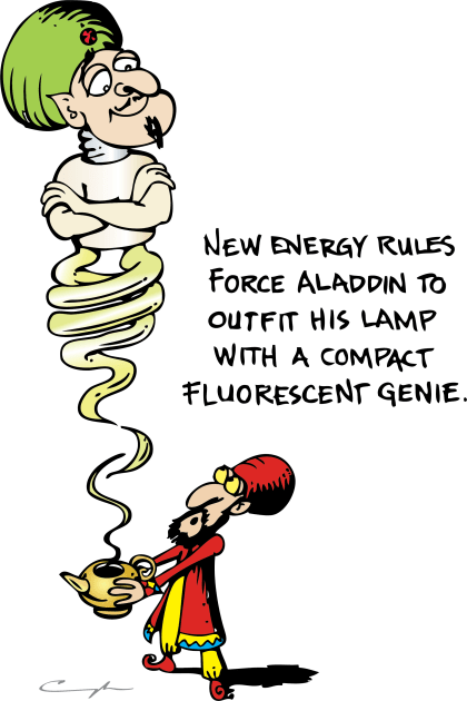 Aladdin's New Compact Fluorescent Genie Kids T-Shirt by Not Your Mothers Goose