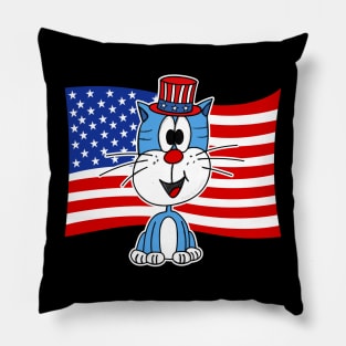 4th July Cat American Flag Pillow