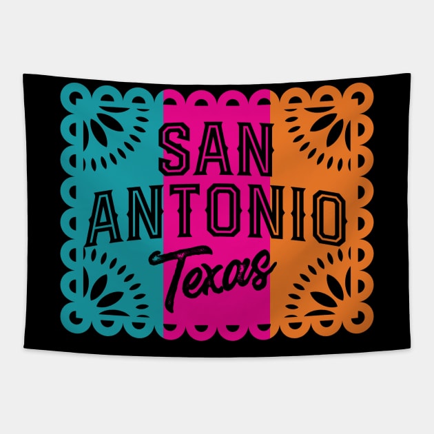 San Antonio Texas Papel Picado Tapestry by TheCraftyDrunkCo