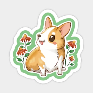 Corgi among the flowers Magnet