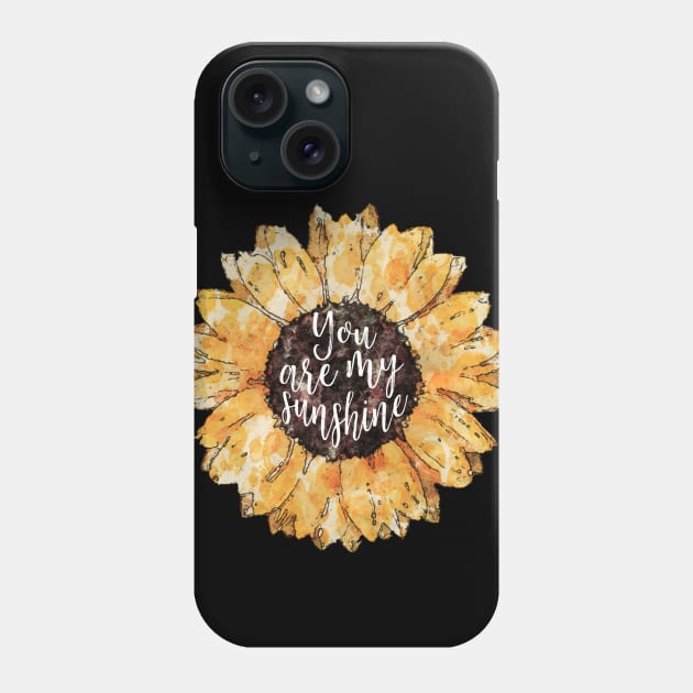 Sunflowers watercolor, you are my sunshine Phone Case by Collagedream