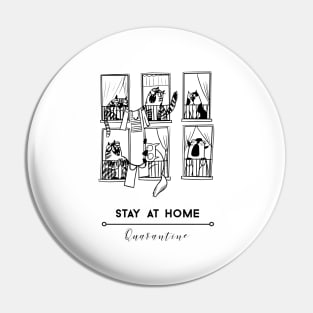 Stay At Home Funny Cat Social DIstancing Pin