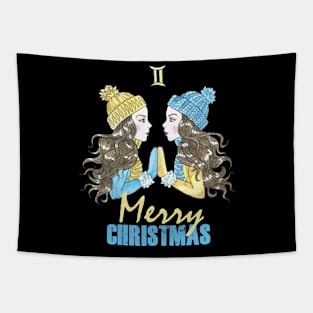 Merry Christmas Gemini Winter Holidays Tapestry