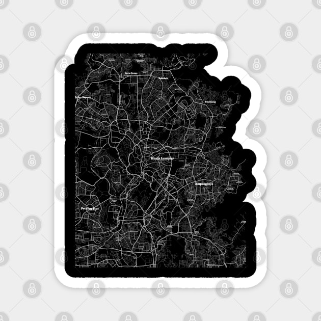 4K Kuala Lumpur Malaysia Map | HD Kuala Lumpur Malaysia Map | Black And White Map Of Kuala Lumpur Magnet by benayache