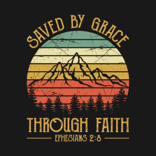 Vintage Christian Saved By Grace Through Faith T-Shirt