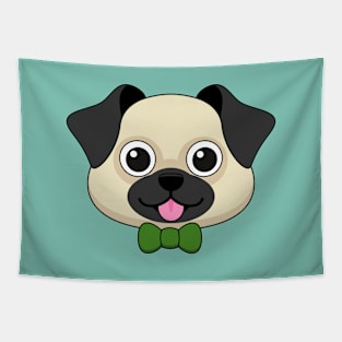 Cute Happy Pug Dog with Papillon Tapestry