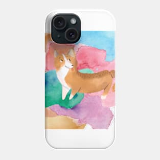 Smile cute dog in watercolor hand drawing Phone Case