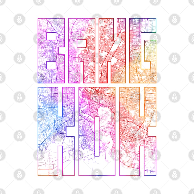 Bangkok, Thailand City Map Typography - Colorful by deMAP Studio