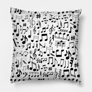 Random black music notes on white background Pillow