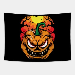 Creepy Jack O Lantern Pumpkin Halloween Tapestry