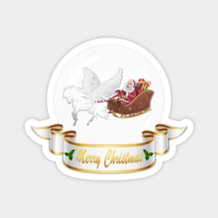 Merry Christmas Greeting. Pegasus, Helping Santa Magnet