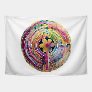 Watercolor Labyrinth Maze Tapestry