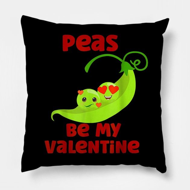 Peas Be My Valentine Two Peas In A Pod Valentines Day Funny Pillow by jadolomadolo