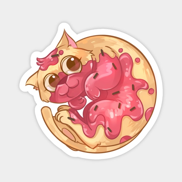 Strawberry Donut Cat Magnet by Claire Lin