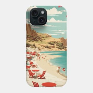 Lindos Beach Greece Tourism Vintage Travel Poster Phone Case